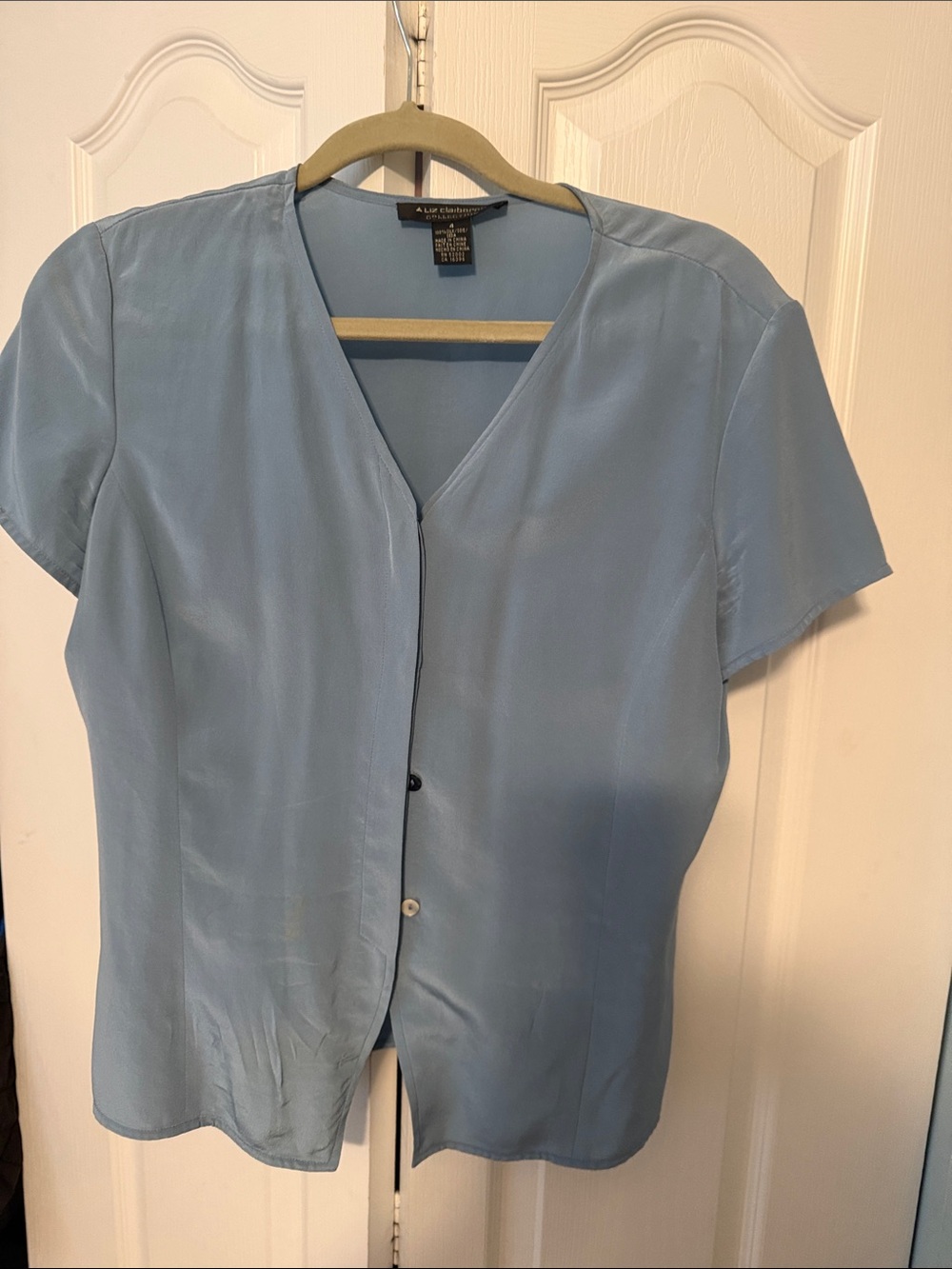 Liz Claiborne Light Blue Short Sleeve Blouse